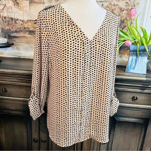 Zac & Rachel Tan & Black Blouse size Large - Picture 1 of 8